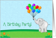 Elephant Balloons Birthday Party Invite card