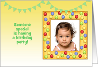 Colorful Dots Frame Birthday Photo Invitation card