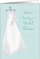 Wedding Gown, Blue Lace-look, Bridal Shower Invitation card