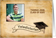 Customize Valedictorian Banner, Mortarboard, Photo Card Announcement card