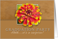 Surprise Graduation Party Invitation, Flower with Tan Background card