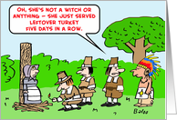 pilgrims, indians, leftover, turkey card