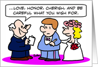 love, honor, cherish and be careful card