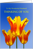 Thinking of You, Husband, with Tulips Full of Sunshine card