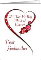 Godmother, Swirling heart Maid of Honor invitation card