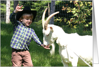 ILY Cowboy feeds goat card