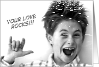 Sign Language Your Love Rocks!, Young Boy in Black and White card