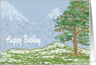 Happy Birthday To Employee With Painted ’look’ Mountains card