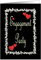 Black Engagement Party Invitation-Ivory on Black-Rice and Hearts card