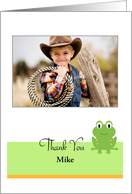 Custom Text & Photo Happy Green Frog Thank You card