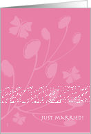 Just Married Pink Butterfly Silhouette card