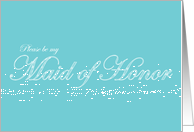 Lacy Text Aqua Maid of Honor card