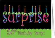 50 Birthday Surprise Party Invitation Bright Colors card