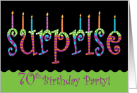 70 Birthday Surprise Party Invitation Bright Colors card