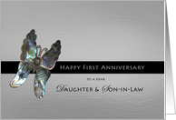 Daughter Son-in-Law First Anniversary, Butterfly on Silver card