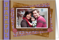 Thanksgiving Photo Card Thankful Scrapbook Style Purple Brown Taupe card
