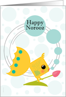 Happy Norooz Persian New Year Whimsical Goldfish with Tulip card
