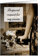 Sepia Bouquet Cousin Bridesmaid Request card