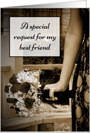 Sepia Bouquet Best Friend Maid of Honor Request card