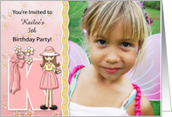 Young Girl’s Age & Name Specific K Birthday Party Invitation card