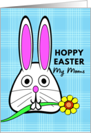 For My Moms Easter with Cute Bunny Holding a Flower in Its Mouth card