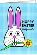 For Godparents Easter with Bunny Holding a Flower in Its Mouth card