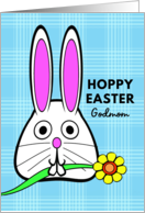 For Godmom Easter with Bunny Holding a Flower in Its Mouth card