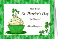 For Granddaughter St Patrick’s Day with Cupcake and Shamrocks card