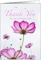 Thank You for Birthday Gift, Magenta Cosmos Flowers card