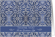 Thank You for the Graduation Gift, Elegant Blue Filigree Design card