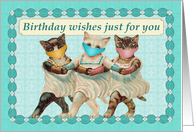 Happy Birthday Three Kitties with their Protected Coronavirus Masks card