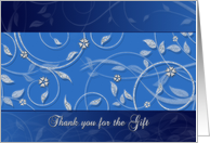 Thank you - Bridal Shower Gift - Floral Vine - Glitter look design card