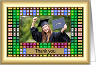 Thank You - Colorful Squares Pattern Photo Card