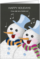 New Address Christmas Holiday Jolly Singing Snowman Couple Custom card