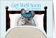Surgery Get Well Soon Cute Mouse in Bed with Ice Bag on Head card