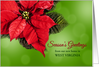 New Address Poinsettia Season’s Greetings West Virginia Custom State card
