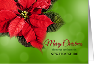 New Address Poinsettia Christmas New Hampshire Custom State Name card