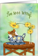I’m Sorry, Mouse Cuddled with Blanket in Tea Cup, Blank card