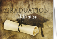 Graduation Party Invitation, Vintage, Brown Faux Texture card
