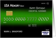 Birthday, Essential Husband, Credit Card, Custom Name on Front card