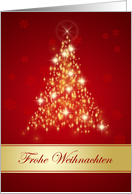German Christmas - Red and gold sparkling Christmas tree card