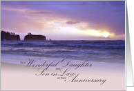 Anniversary for Daughter and Son in Law Beach Sunset card