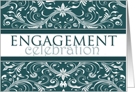 Engagement Celebration - Teal Blue Flourish card