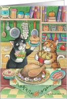 Cats W/Turkey Thanksgiving (Bud & Tony) card