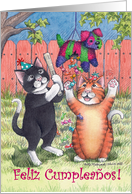 Cats & Spanish Birthday Pinata (Bud & Tony) card
