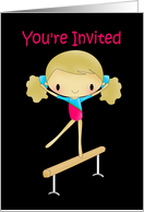 Gymnastics birthday party invitation card