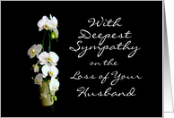 Deepest Sympathy Husband White Orchids card