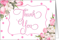 Pink Rose Bouquet Baby Shower Thank You card