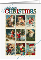 Santa Theme in Vintage Christmas Stamps card