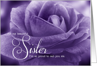 for Sister from Sister on Mother’s Day Lavender Purple Rose card